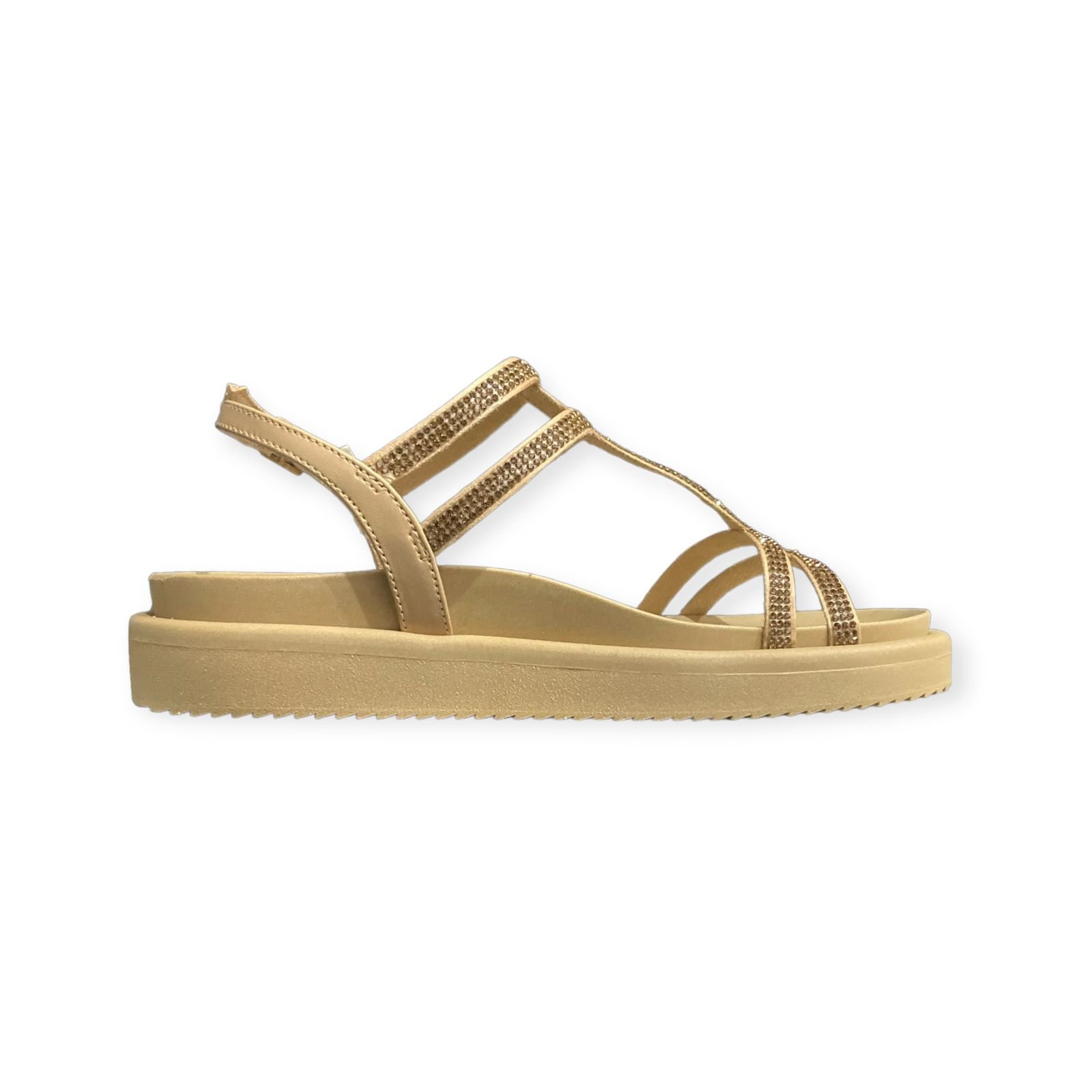 Sandalia Papete Glam Tiras Anacapri Feminino Bege