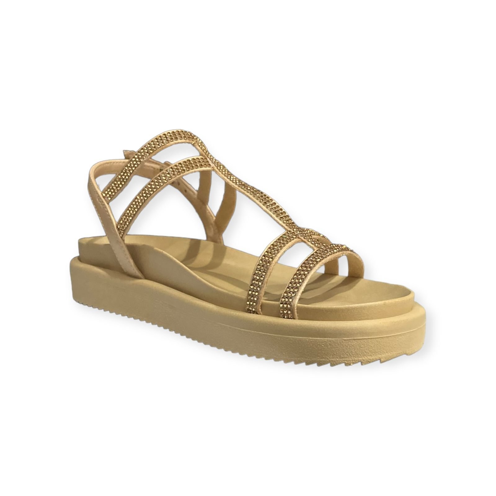 Sandalia Papete Glam Tiras Anacapri Feminino Bege Bege 2