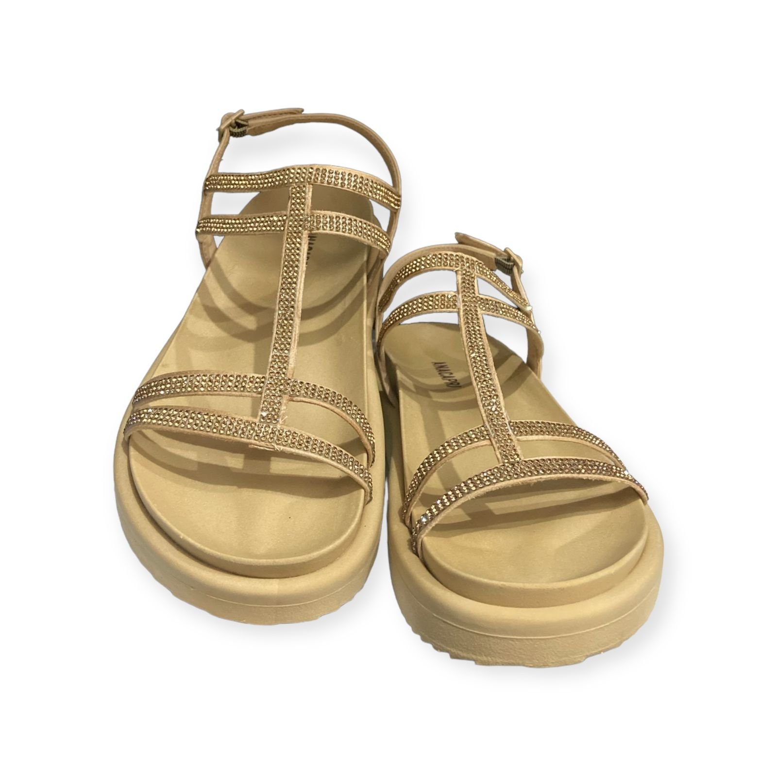 Sandalia Papete Glam Tiras Anacapri Feminino Bege Bege 3