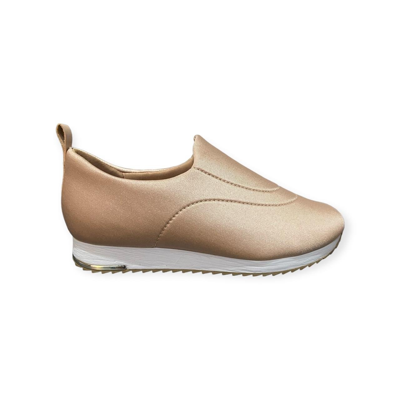 Tênis Slip On Feminino Usaflex Elastano Sporty Detalhe Costura Rosa