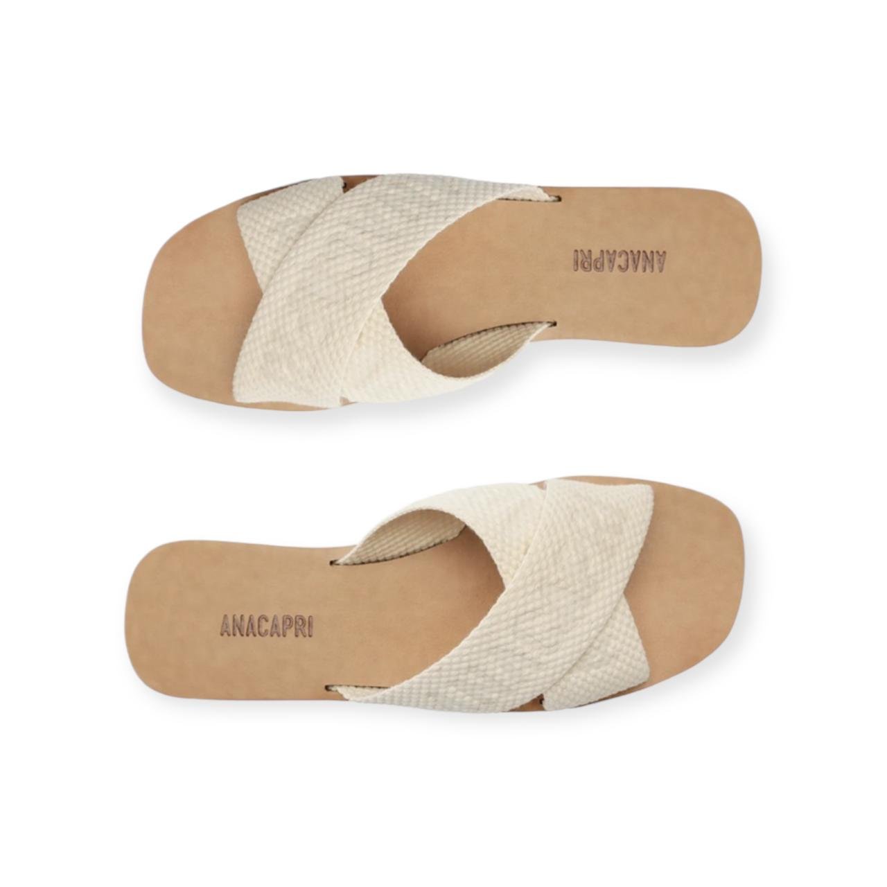 Sandália Rasteira Feminina Anacapri Tiras Cruzadas Logo Branco Branco 4