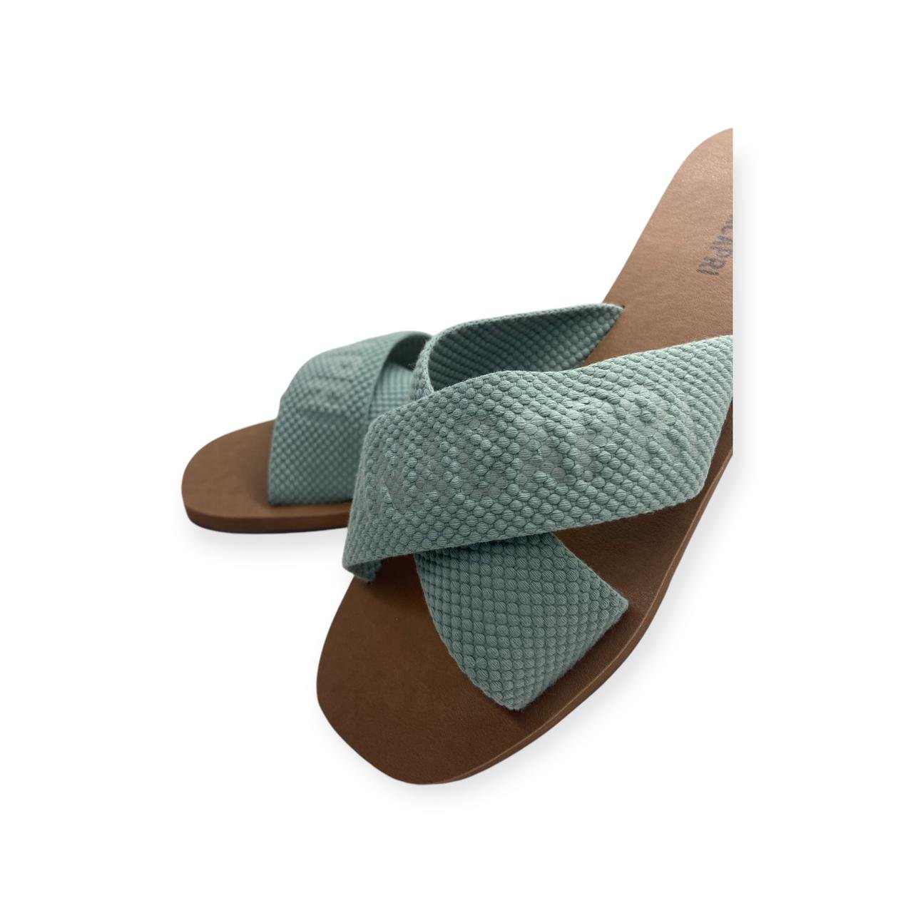 Sandália Rasteira Feminina Anacapri Tiras Cruzadas Logo Verde Verde 3