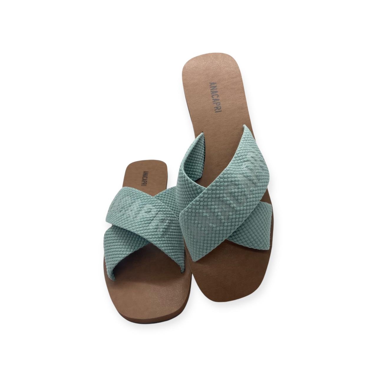 Sandália Rasteira Feminina Anacapri Tiras Cruzadas Logo Verde Verde 4