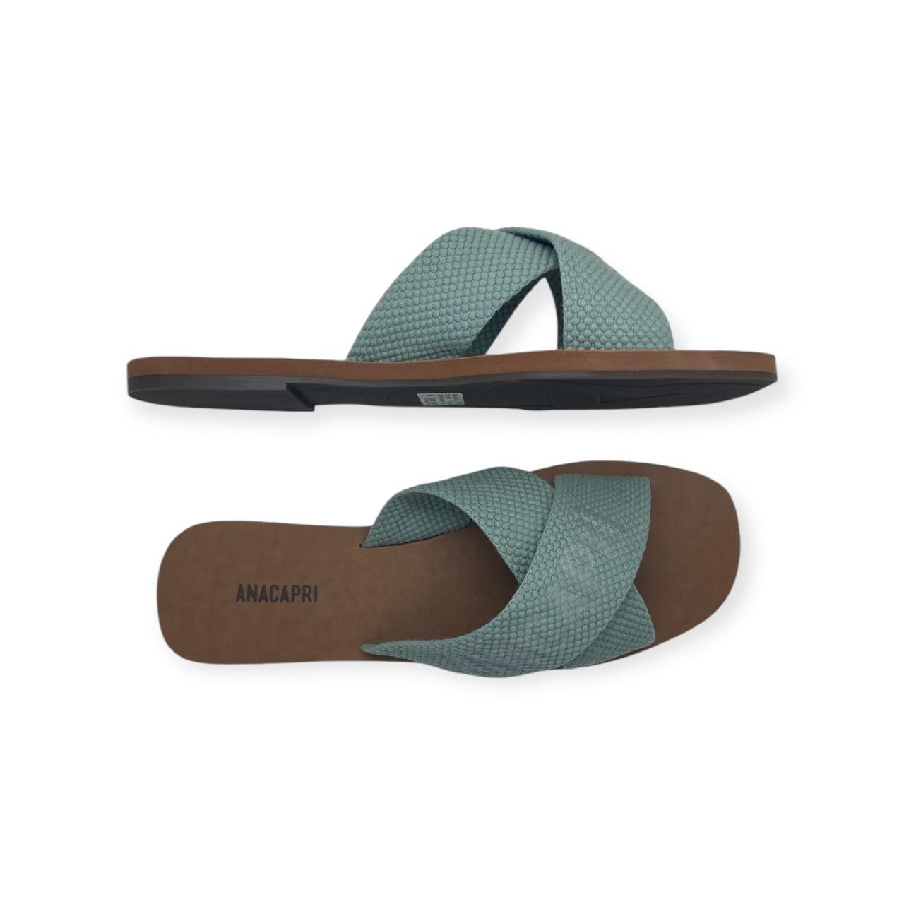 Sandália Rasteira Feminina Anacapri Tiras Cruzadas Logo Verde Verde 5