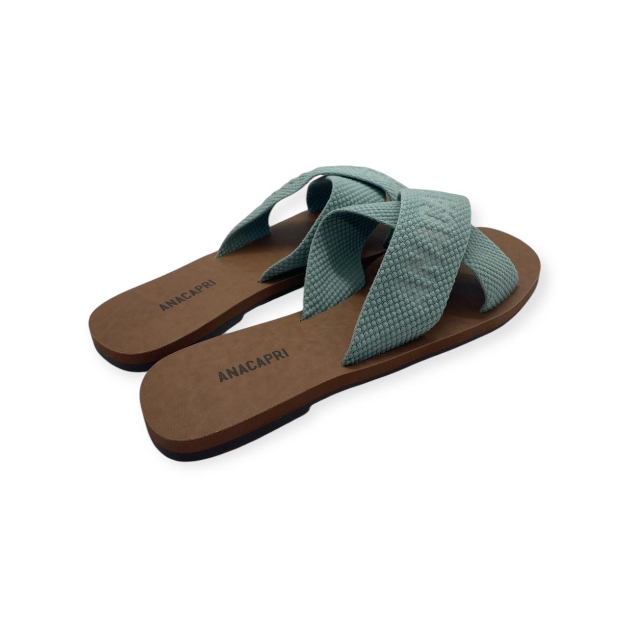 Sandália Rasteira Feminina Anacapri Tiras Cruzadas Logo Verde Verde 6