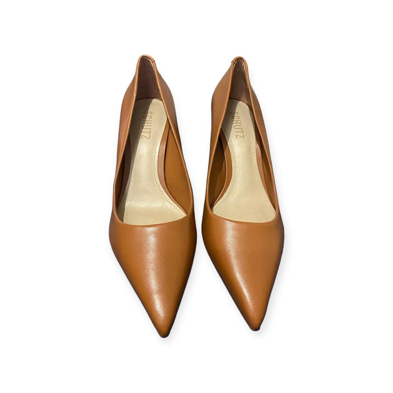 Scarpin Feminino Schutz Couro Salto Médio Marrom Marrom 2