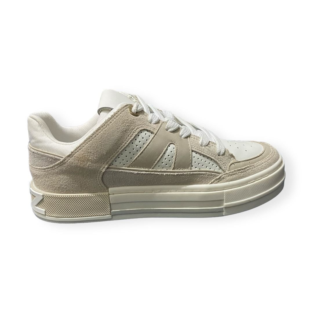 Tenis Feminino Arezzo Casual Flatform Recortes Bege