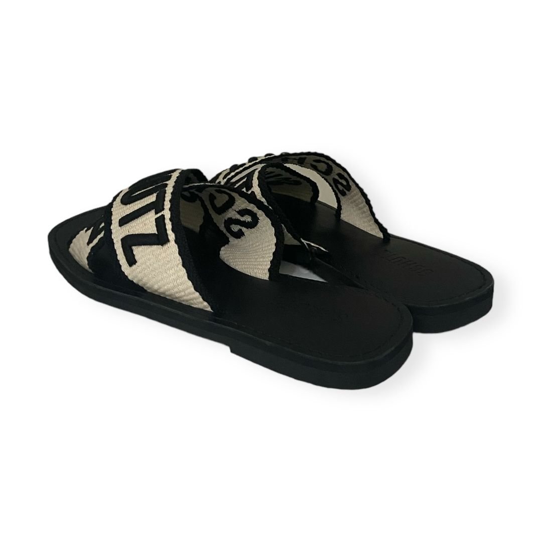 Sandalia Rasteira Feminina Schutz Tiras Cruzadas Preto Preto 4