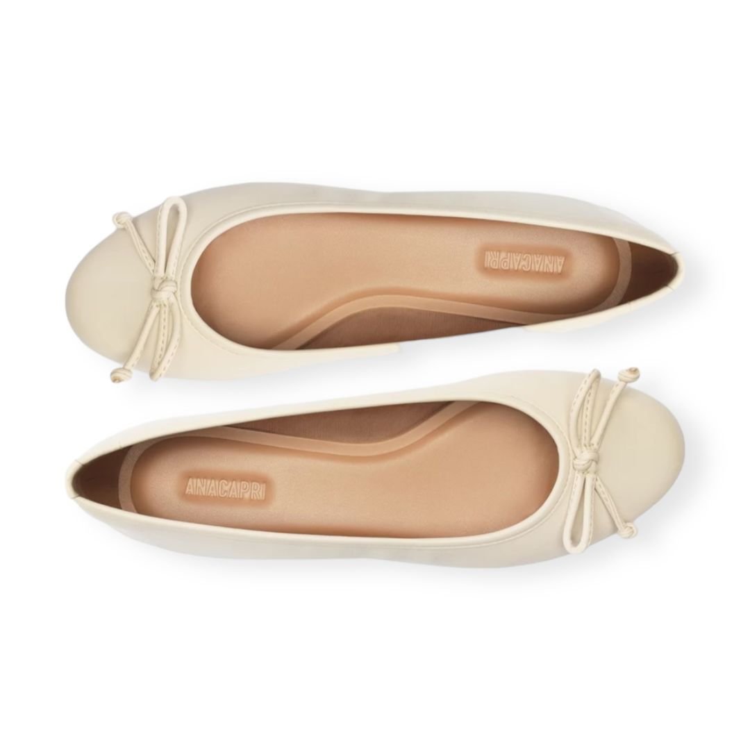 Sapatilha Feminina Anacapri Classic Laço Bico Redondo Creme Bege 4