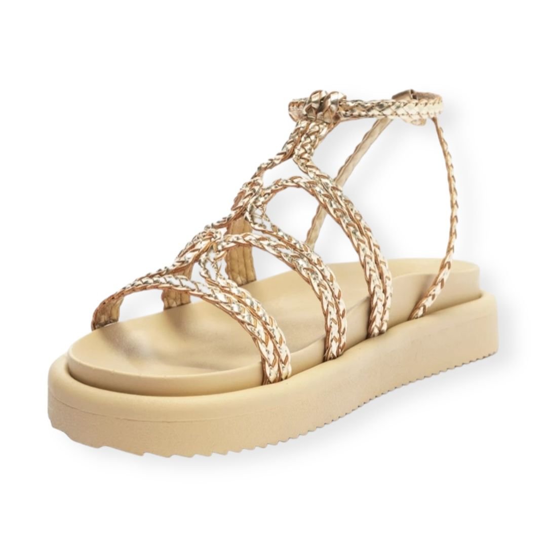 Sandalia Papete Feminina Anacapri Gladiadora Tiras Dourado Dourado 3