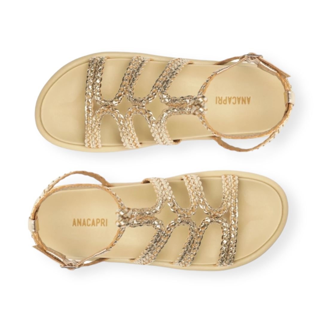 Sandalia Papete Feminina Anacapri Gladiadora Tiras Dourado Dourado 4