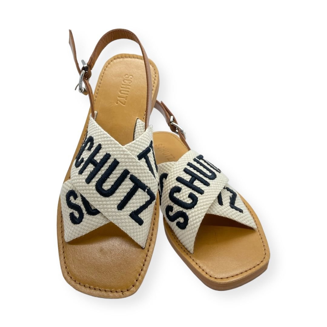 Sandalia Rasteira Feminina Schutz Tiras Cruzadas Branco Branco 3