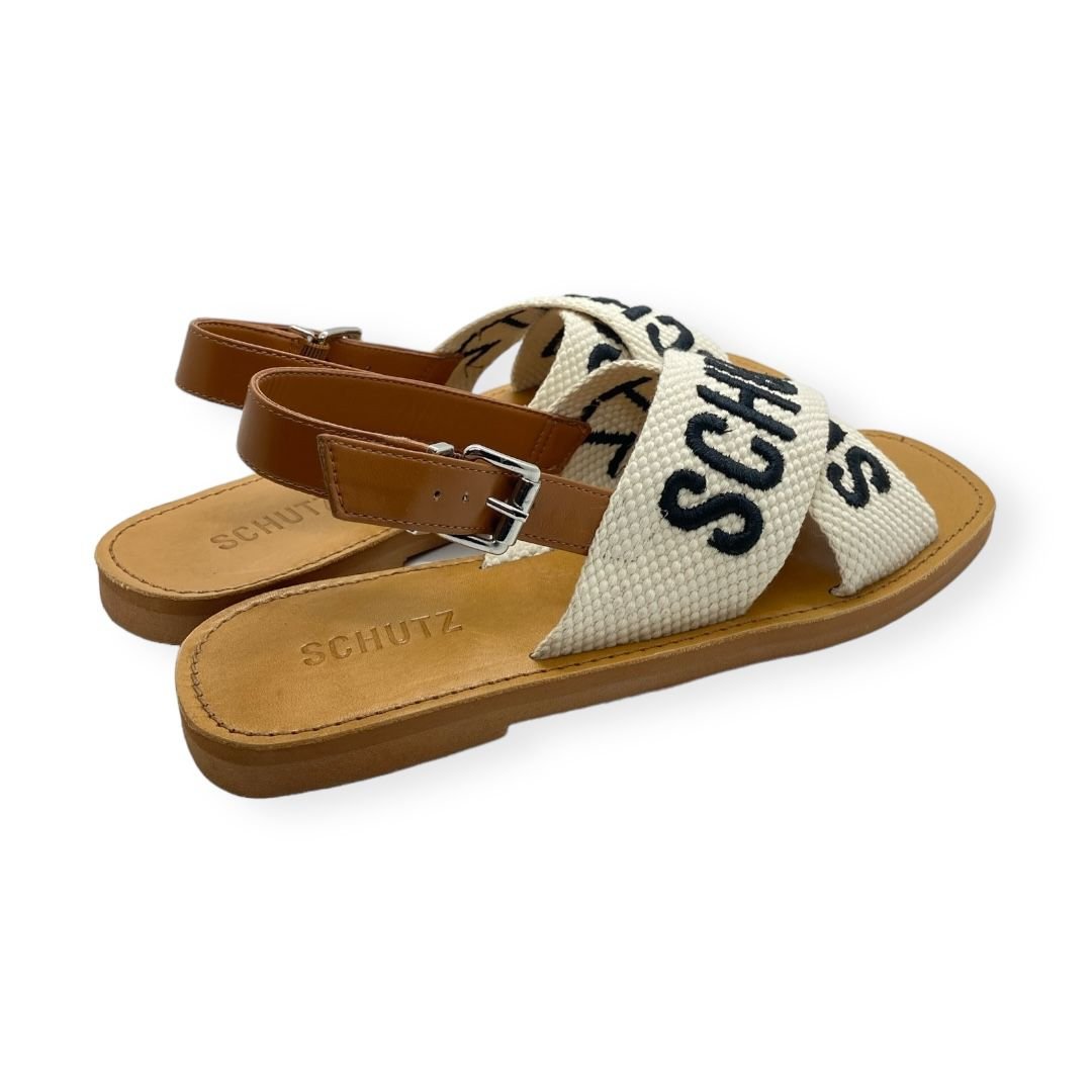 Sandalia Rasteira Feminina Schutz Tiras Cruzadas Branco Branco 4