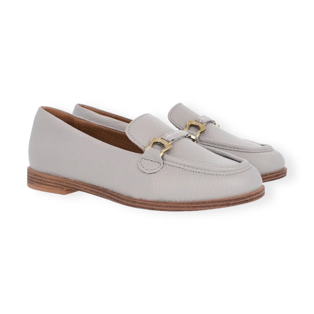 Mocassim Feminino Usaflex Couro Bridão Bico Redondo Cinza Cinza 2