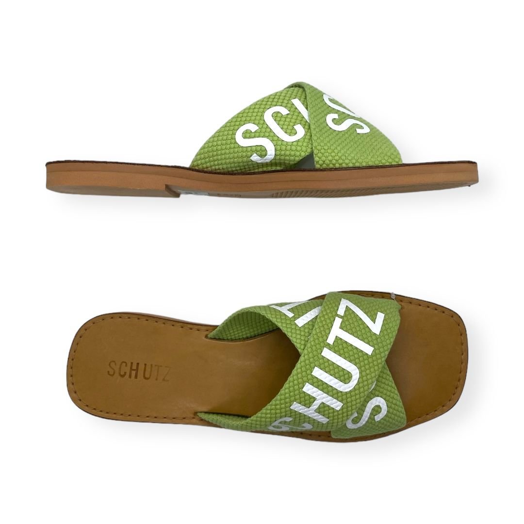 Sandalia Rasteira Feminina Schutz Tiras Cruzadas Verde Verde 3
