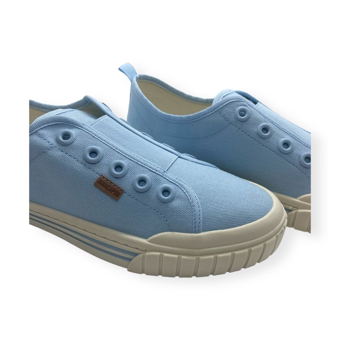 Tenis Slip On Feminino Anacapri Casual Lona Elastico Azul Azul 3