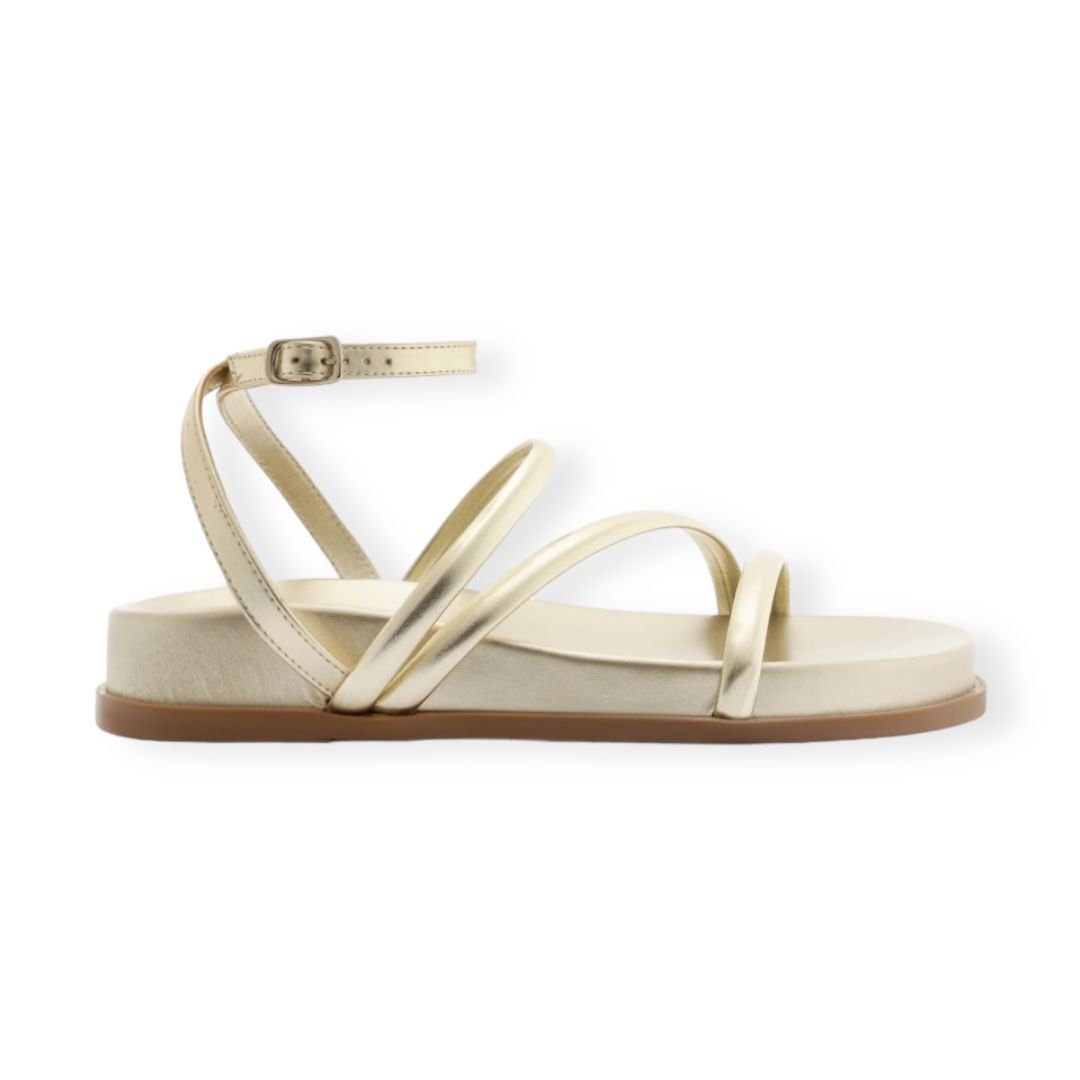 Sandalia Papete Feminina Anacapri Tiras Multi Glam Dourado