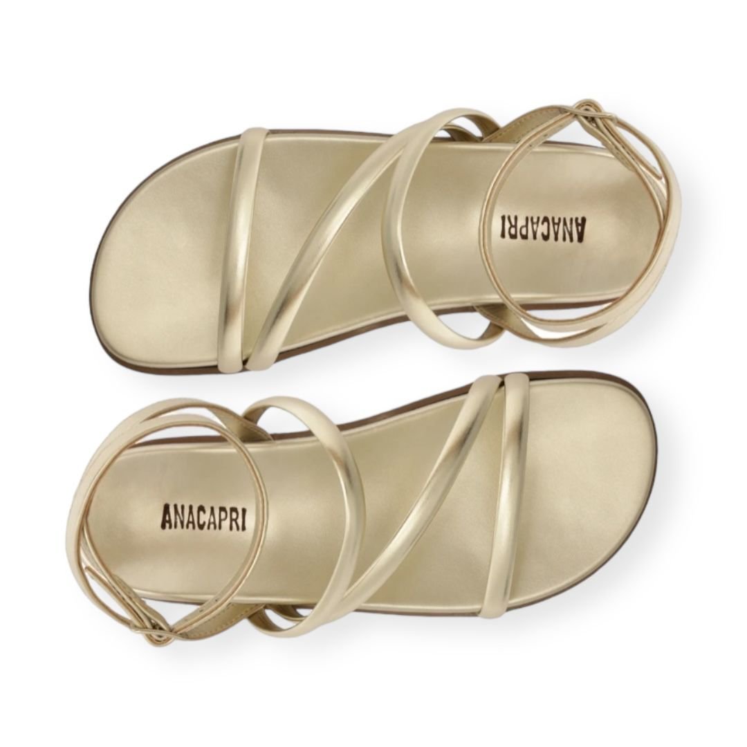 Sandalia Papete Feminina Anacapri Tiras Multi Glam Dourado Dourado 3