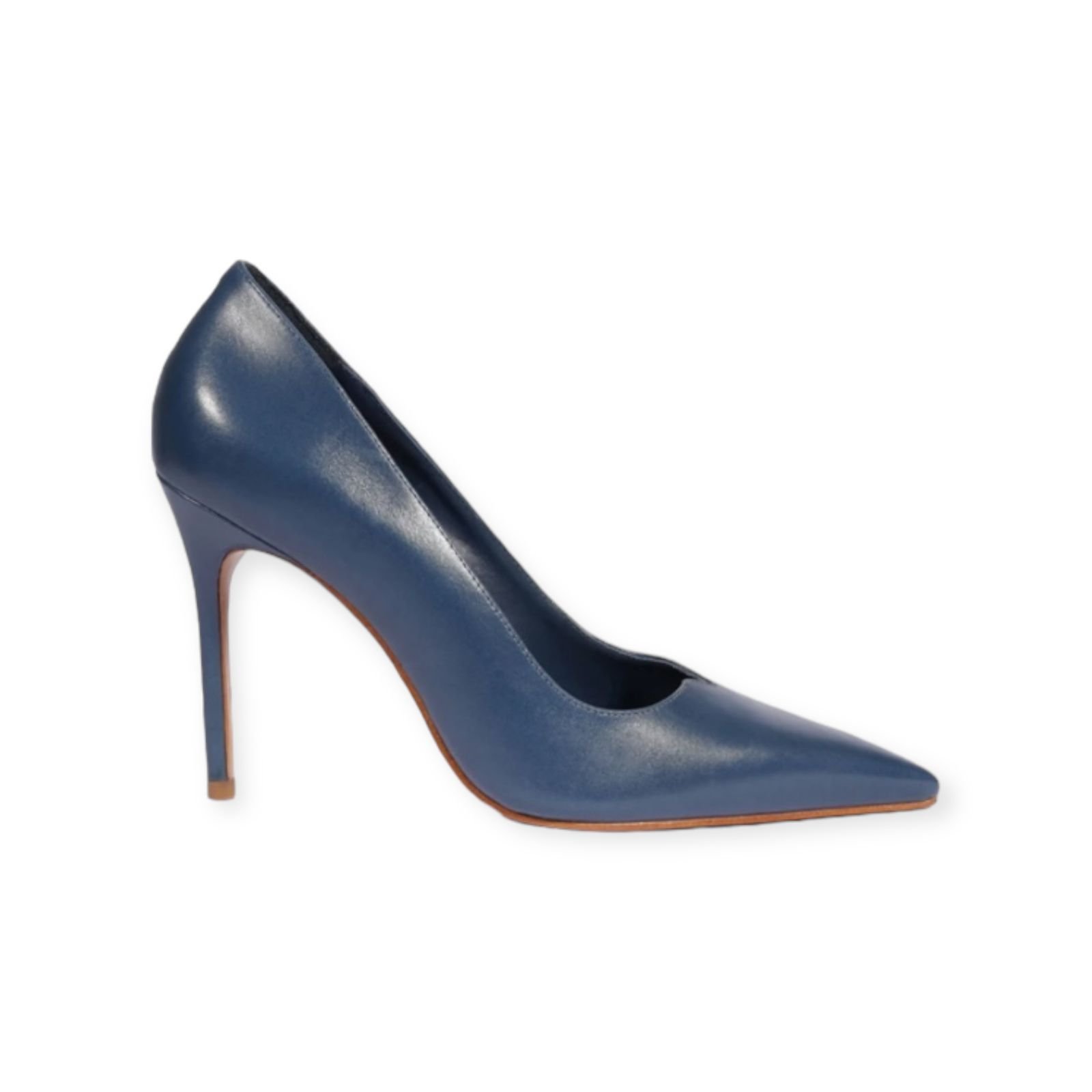 Scarpin Feminino Schutz Couro Recorte V Salto Alto Fino Azul