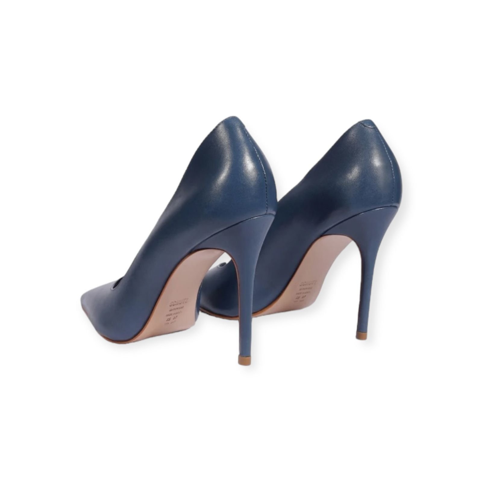 Scarpin Feminino Schutz Couro Recorte V Salto Alto Fino Azul Azul 5
