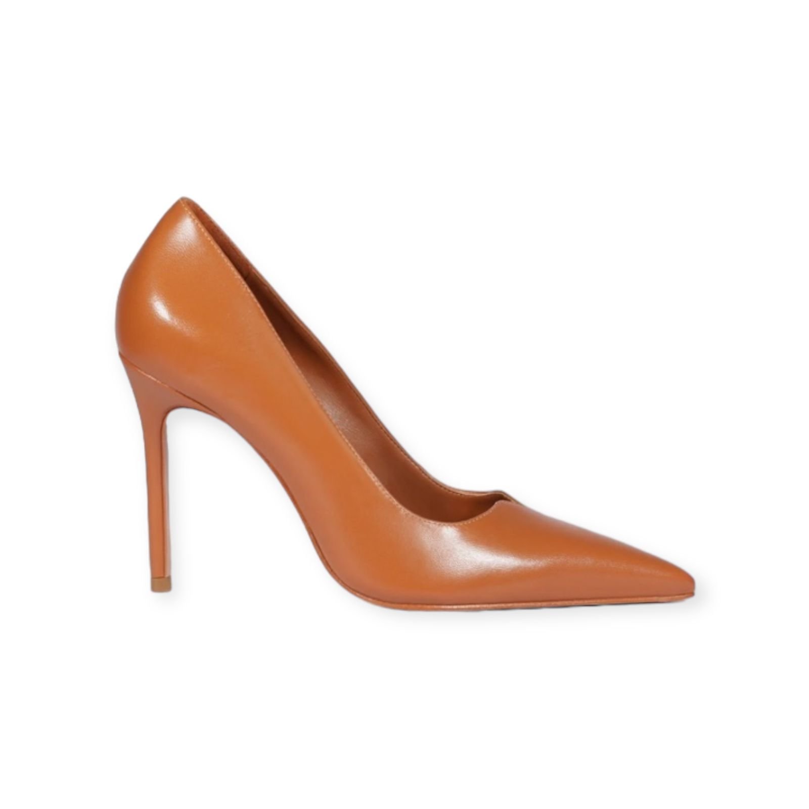 Scarpin Feminino Schutz Couro Recorte V Salto Alto Fino Marrom
