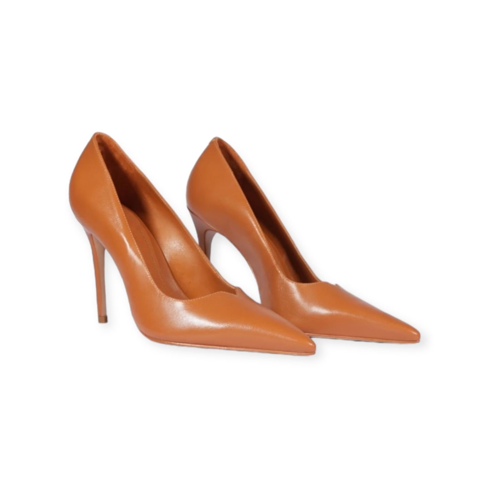 Scarpin Feminino Schutz Couro Recorte V Salto Alto Fino Marrom Marrom 2