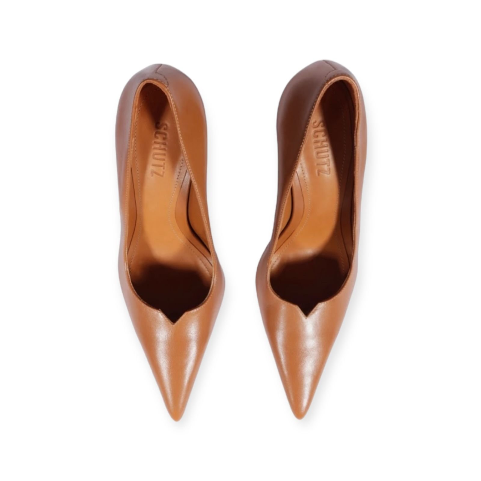 Scarpin Feminino Schutz Couro Recorte V Salto Alto Fino Marrom Marrom 4
