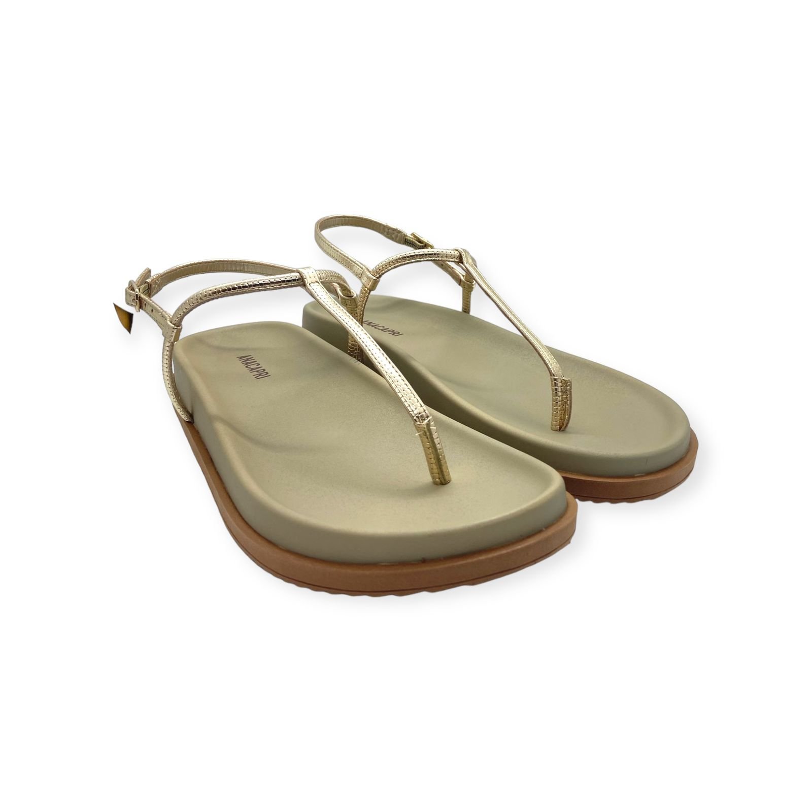 Sandalia Papete Feminina Anacapri Tiras Dourado Dourado 2