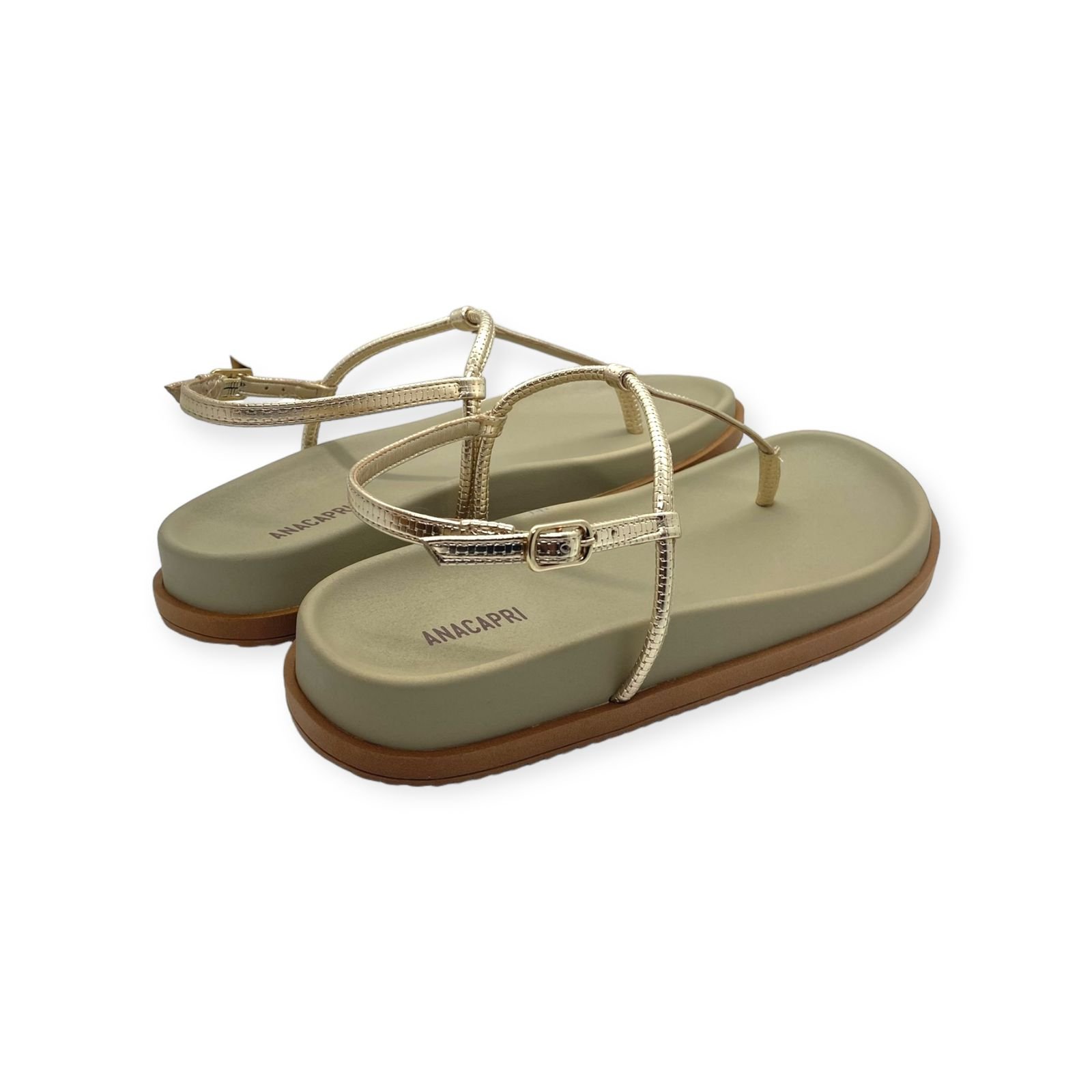 Sandalia Papete Feminina Anacapri Tiras Dourado Dourado 4
