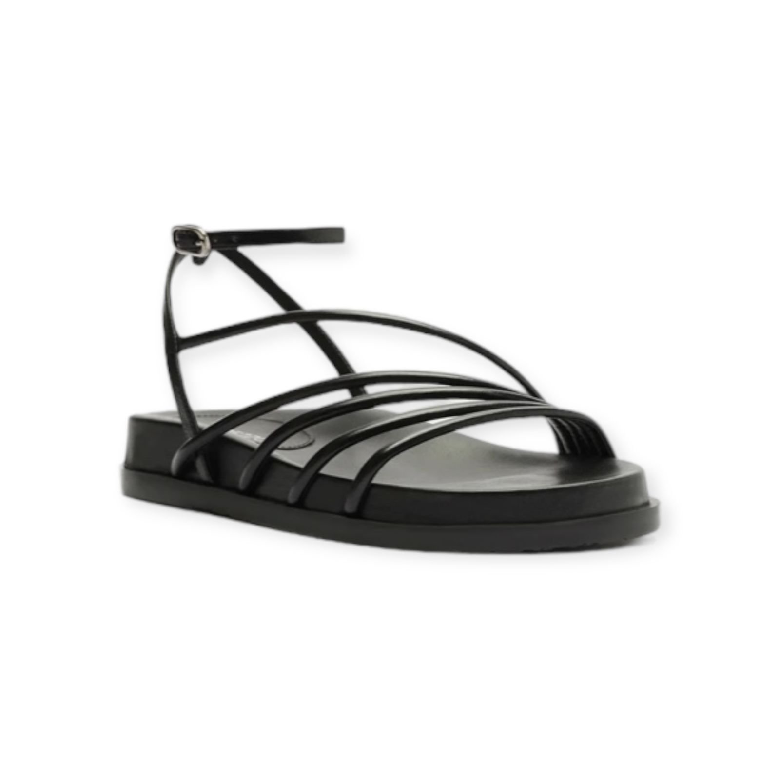 Sandalia Papete Feminina Arezzo Couro Tiras Preto Preto 2