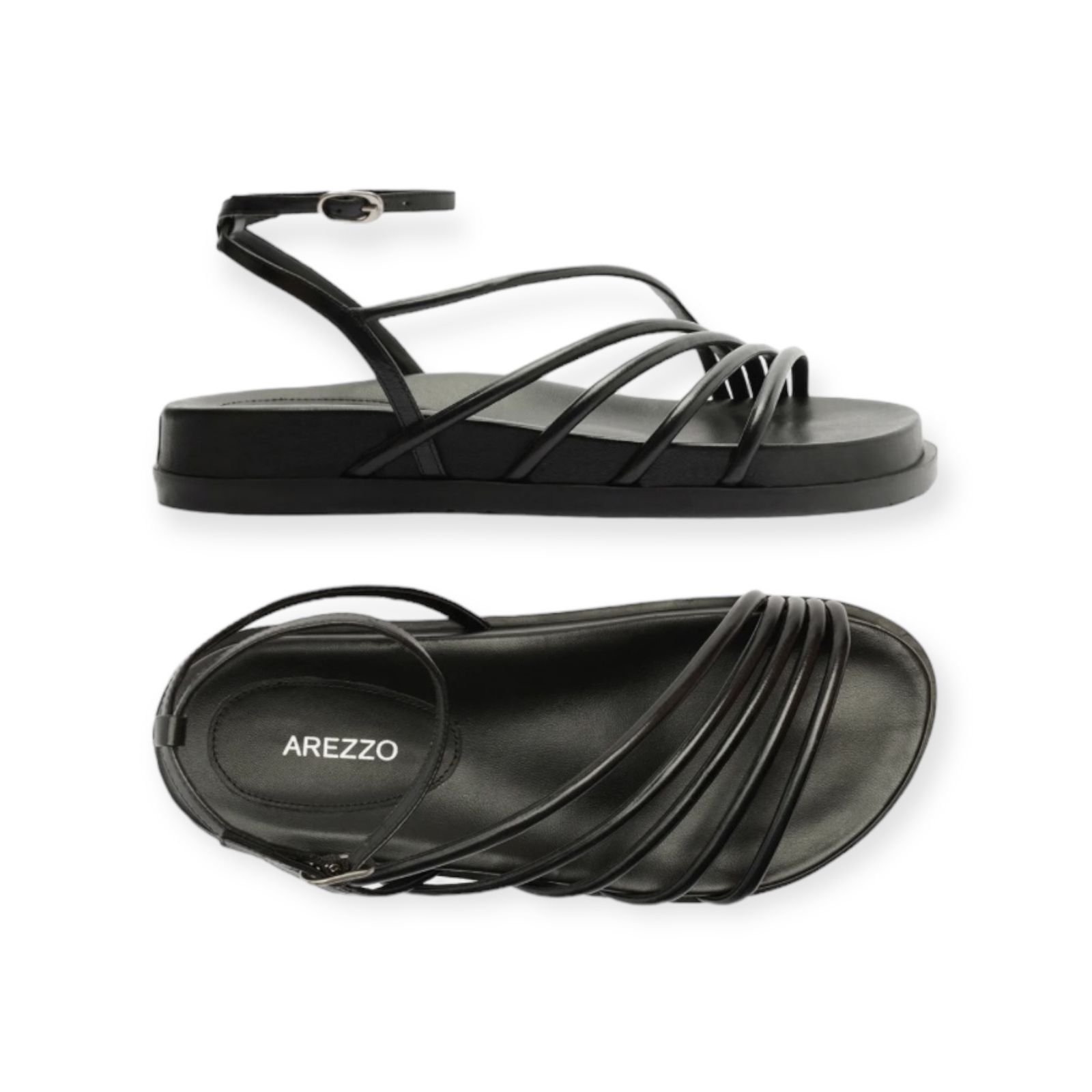 Sandalia Papete Feminina Arezzo Couro Tiras Preto Preto 3