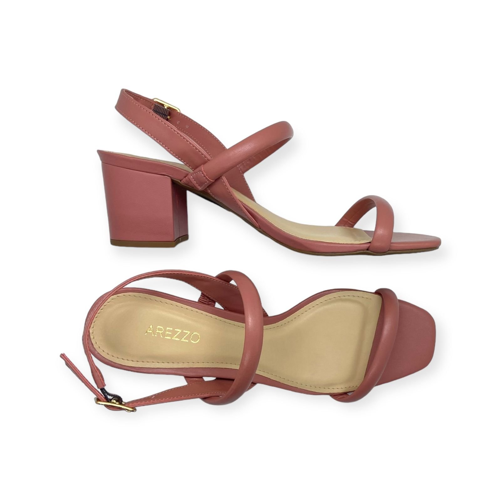 Sandalia Feminina Arezzo Tiras Salto Medio Bloco Rosa Rosa 3