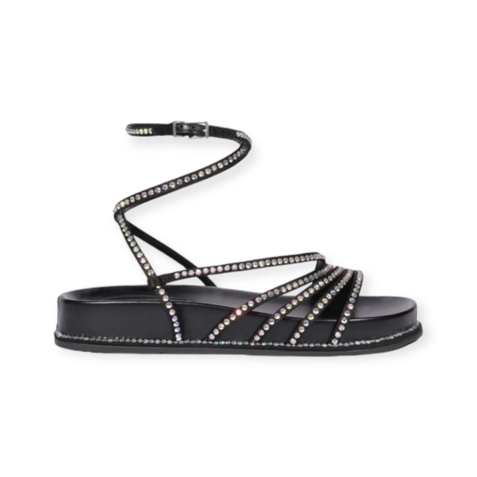 Sandalia Papete Feminina Schutz Tiras Strass Multicolor Preto