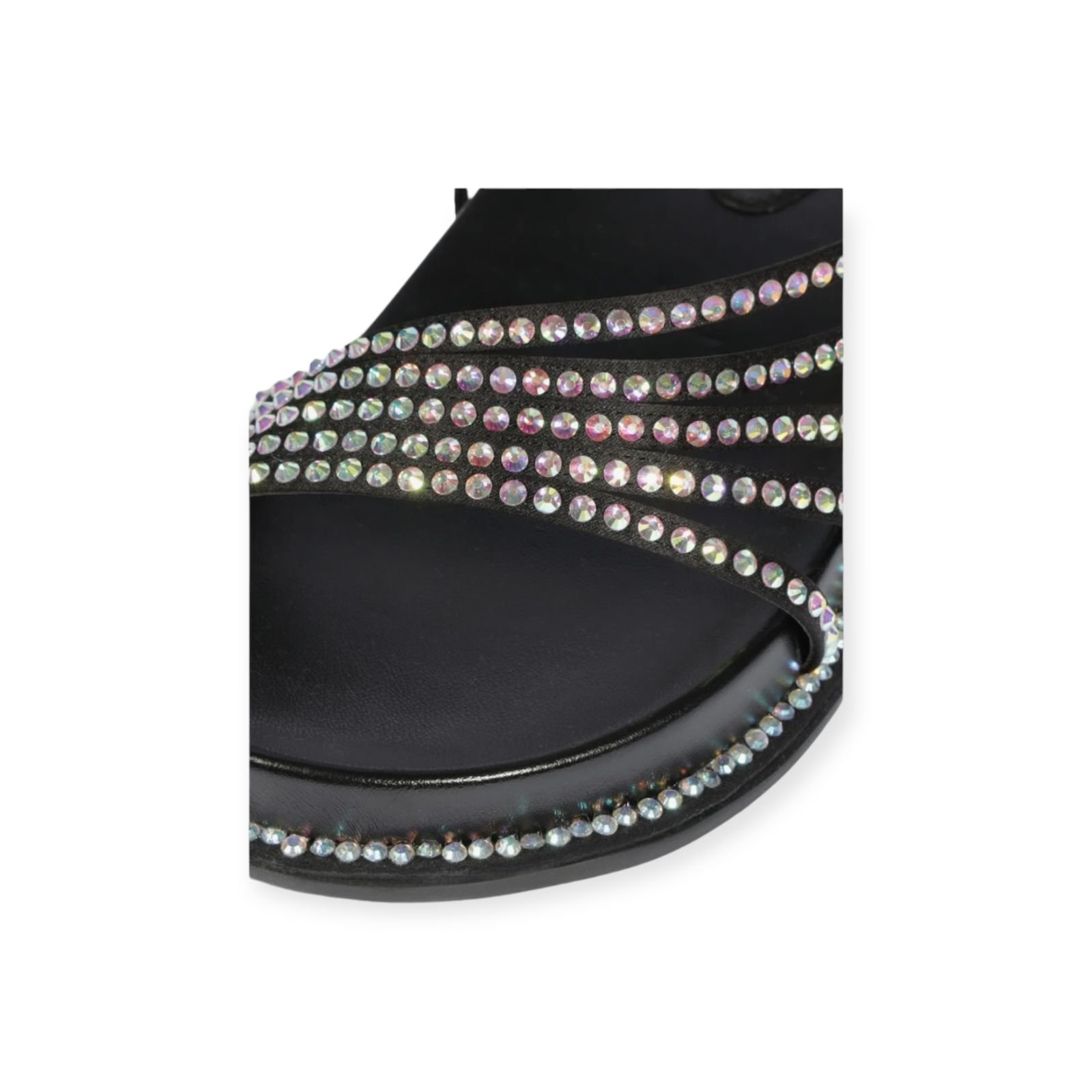 Sandalia Papete Feminina Schutz Tiras Strass Multicolor Preto Preto 3