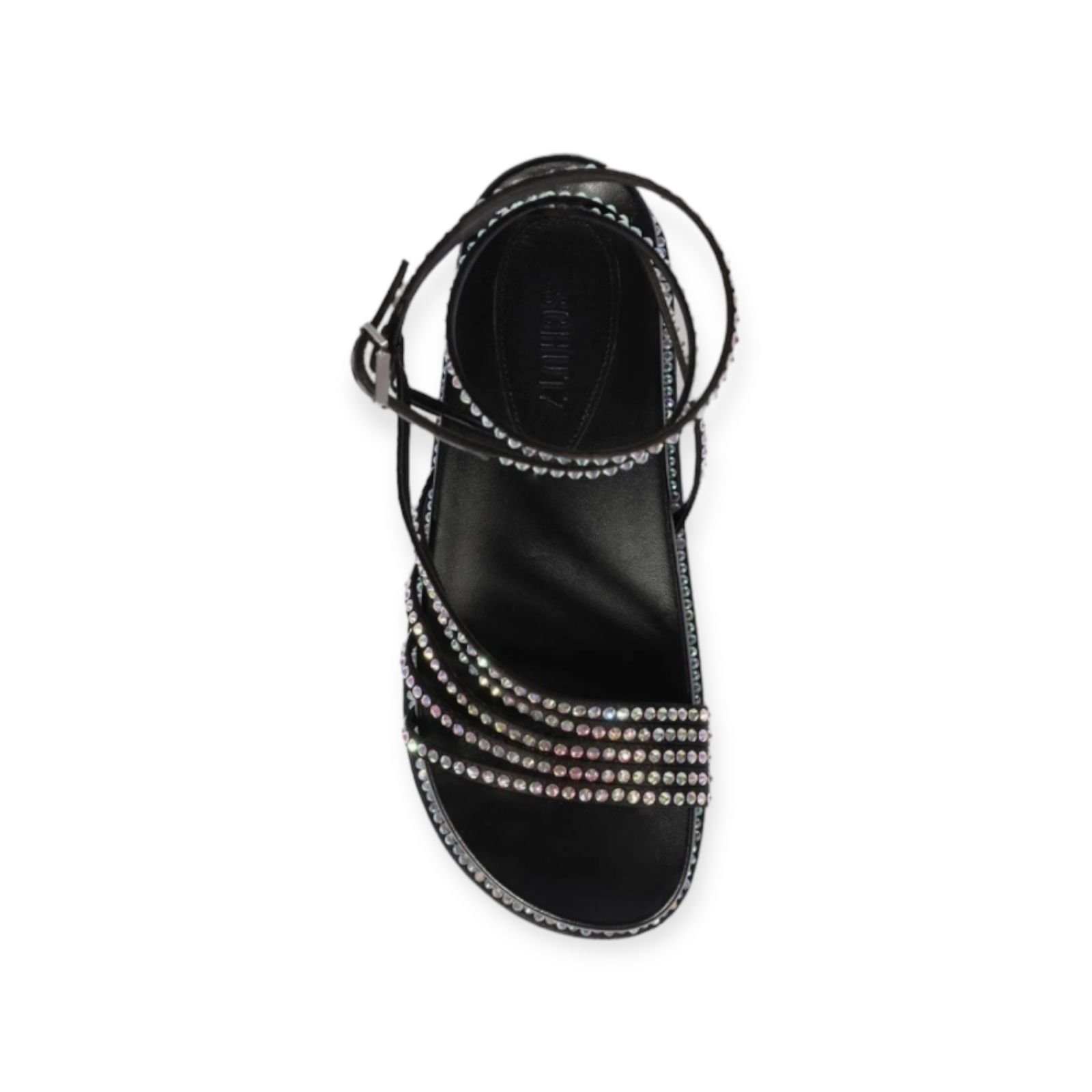 Sandalia Papete Feminina Schutz Tiras Strass Multicolor Preto Preto 4