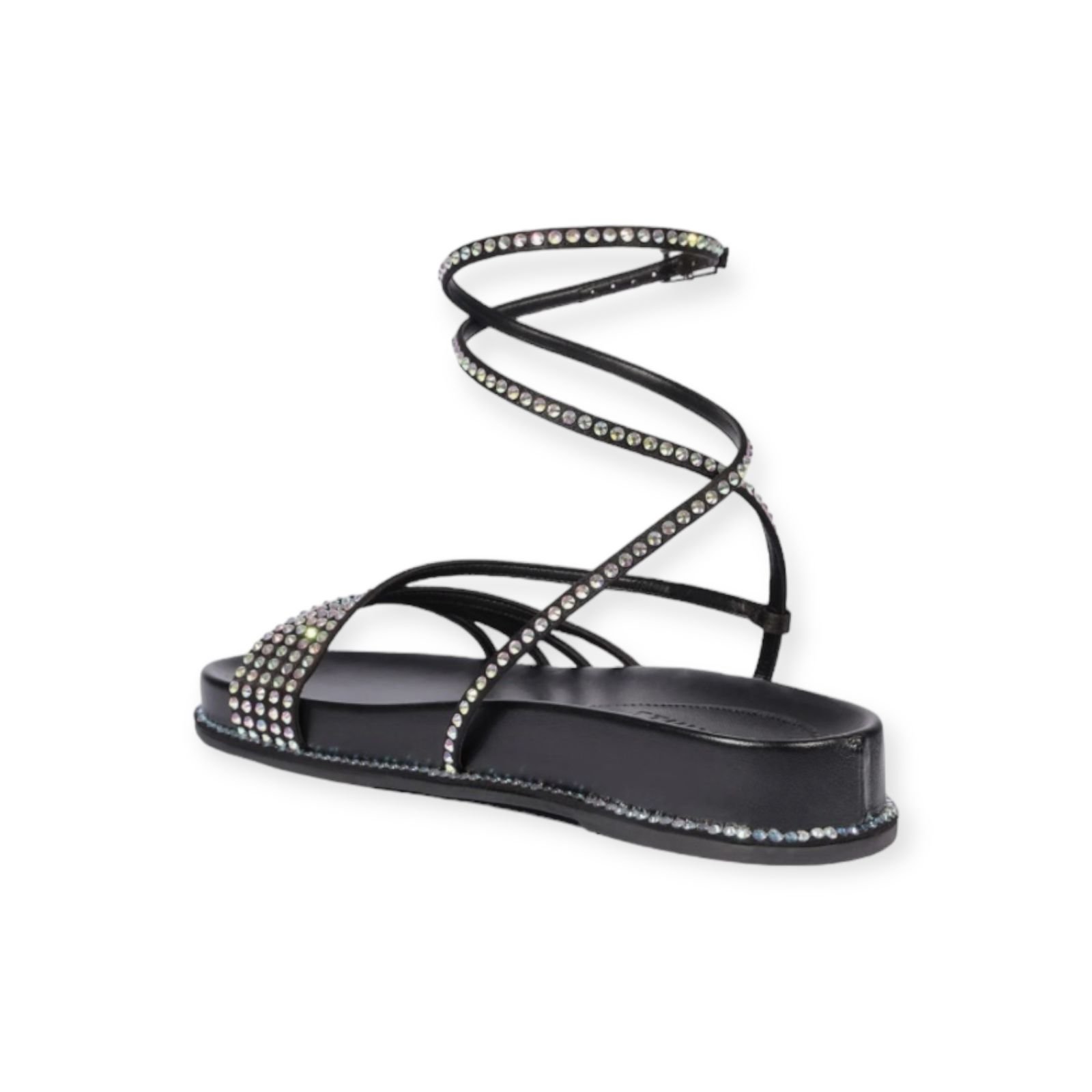 Sandalia Papete Feminina Schutz Tiras Strass Multicolor Preto Preto 5