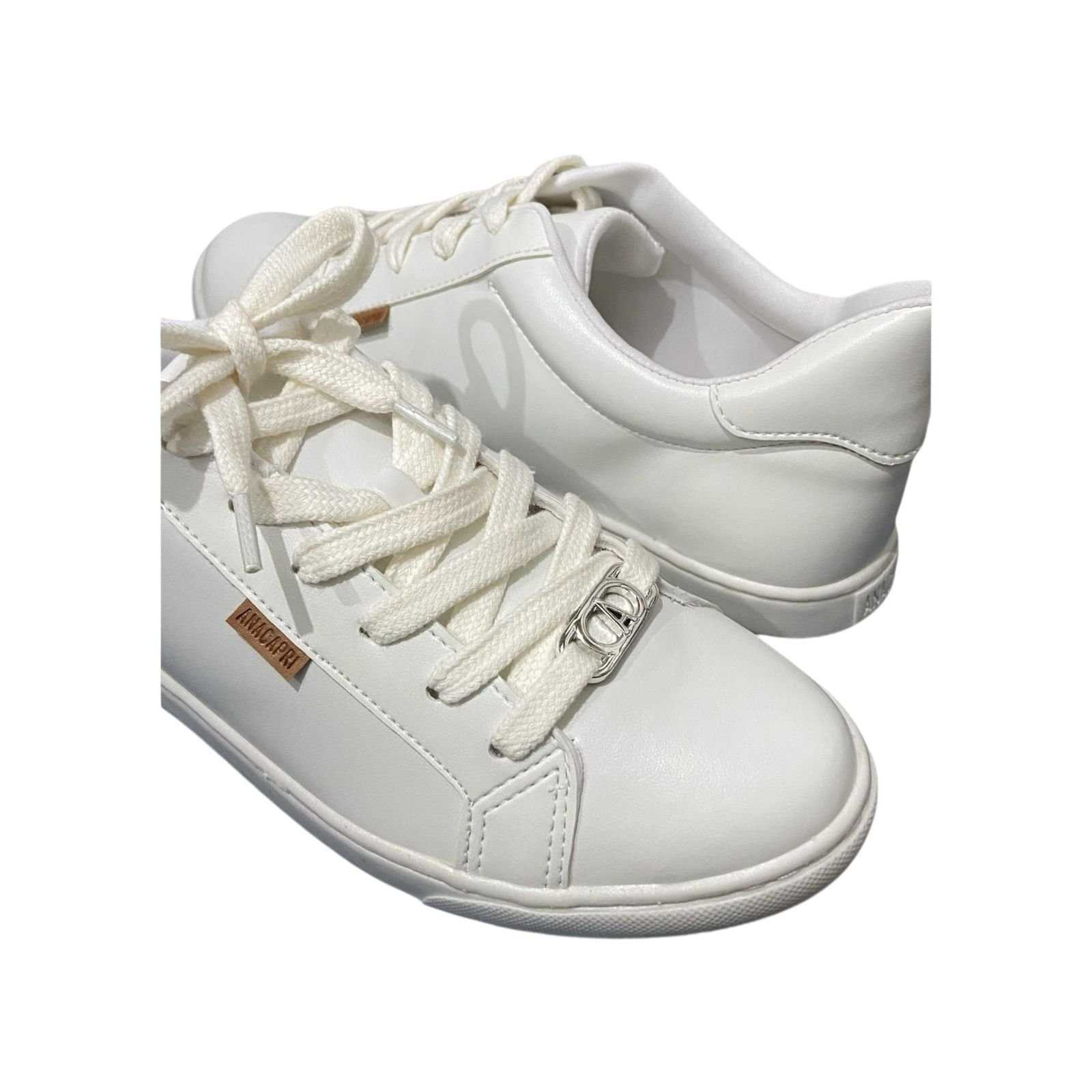 Tenis Feminino Anacapri Casual Cadarço Branco Branco 3