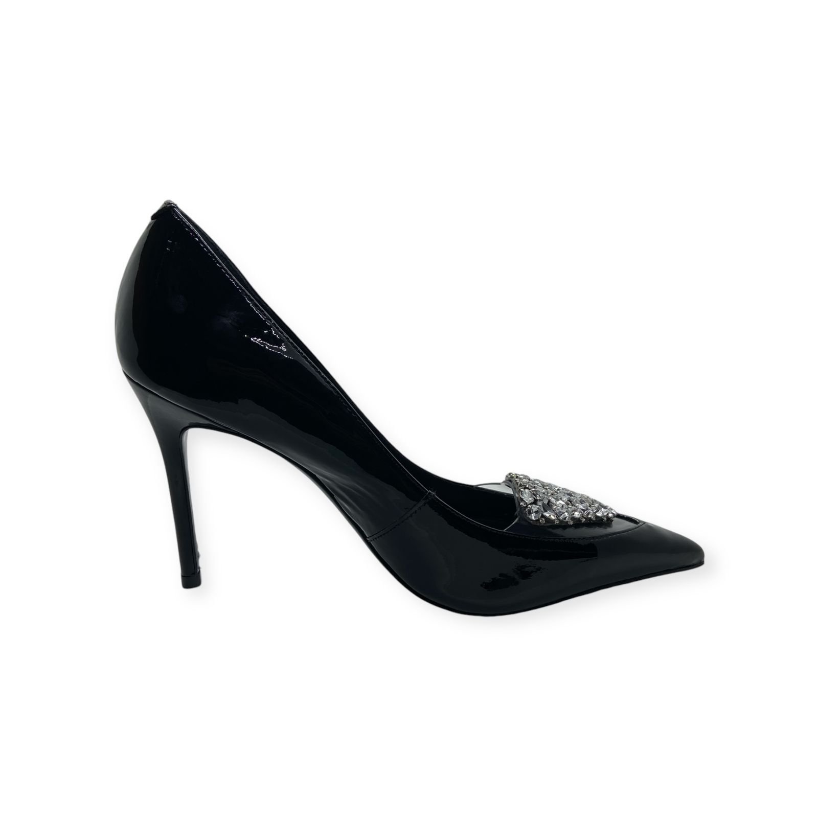 Scarpin Feminino Schutz Verniz Gáspea Transparente Pedrarias Salto Alto Fino Preto