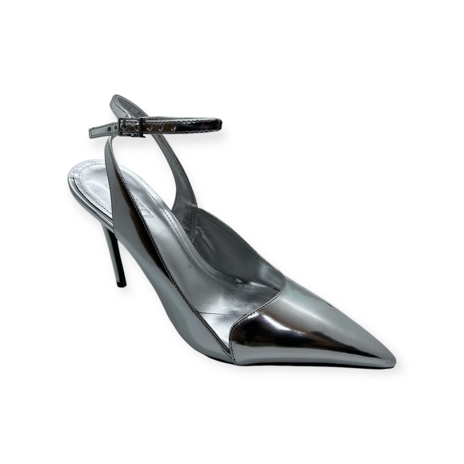 Scarpin Feminino Schutz Verniz Salto Alto Fino Prata Prata 2