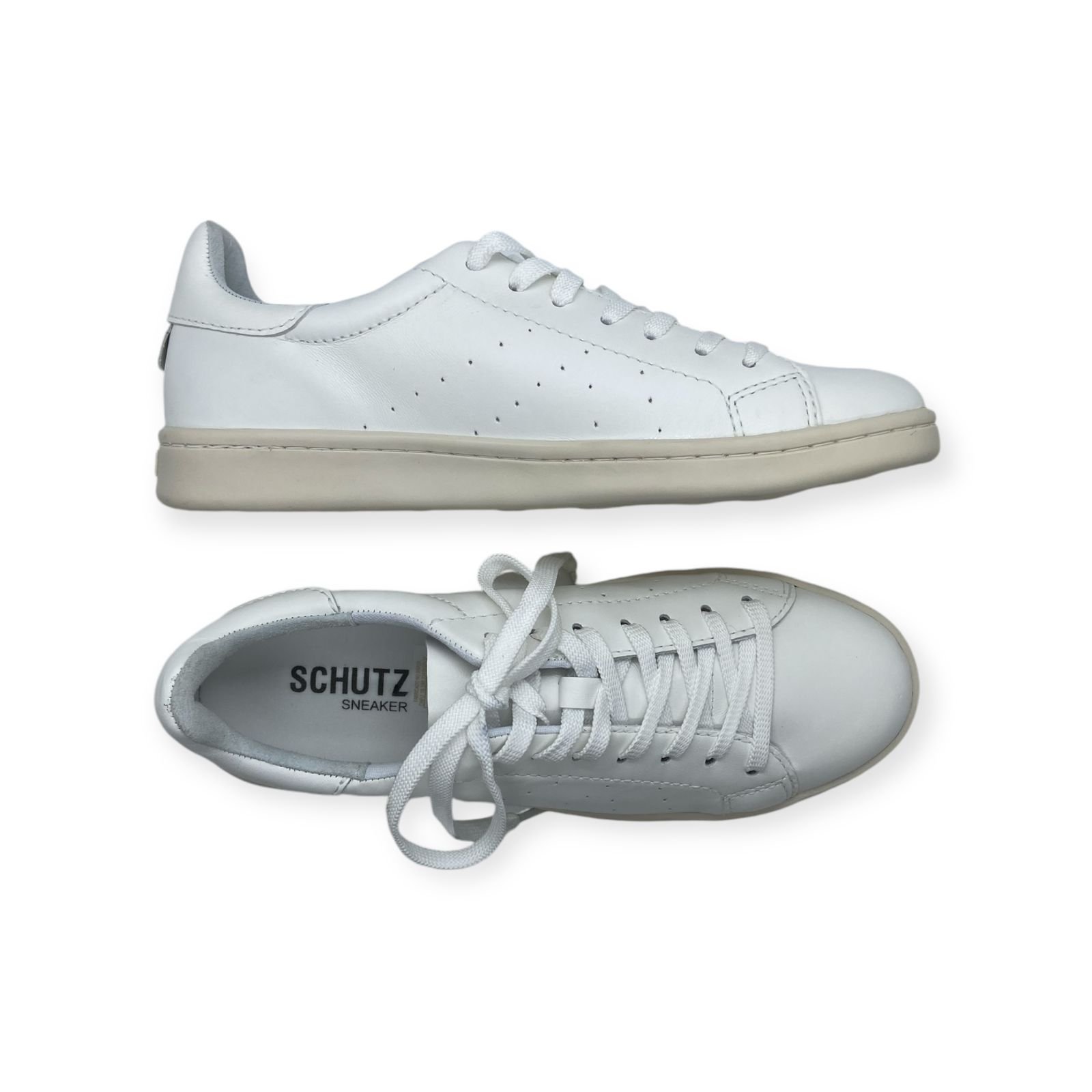 Tenis Feminino Schutz Couro Casual Geográfico Branco Branco 5