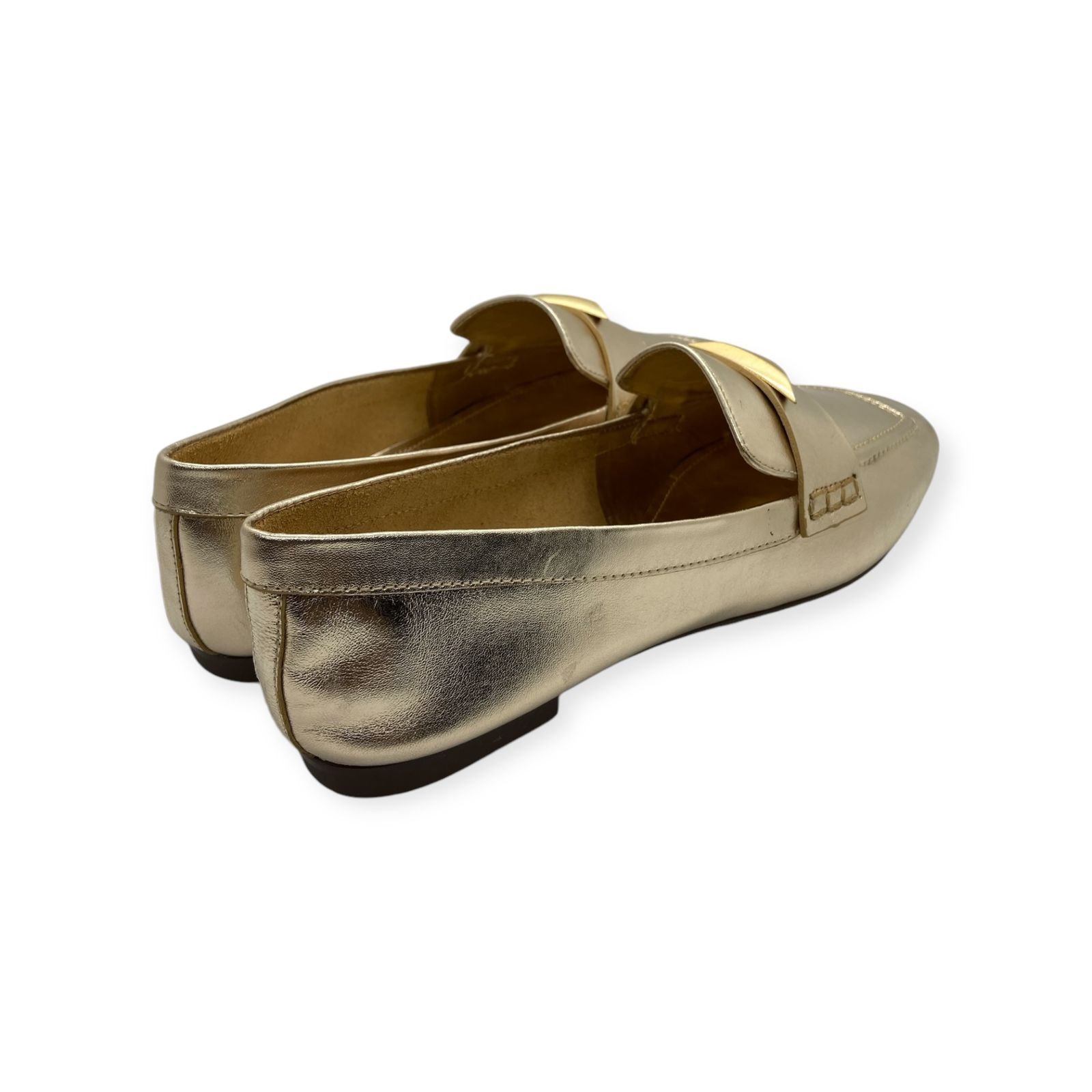 Mocassim Feminino Schutz Couro Triangle Metal Dourado Dourado 5