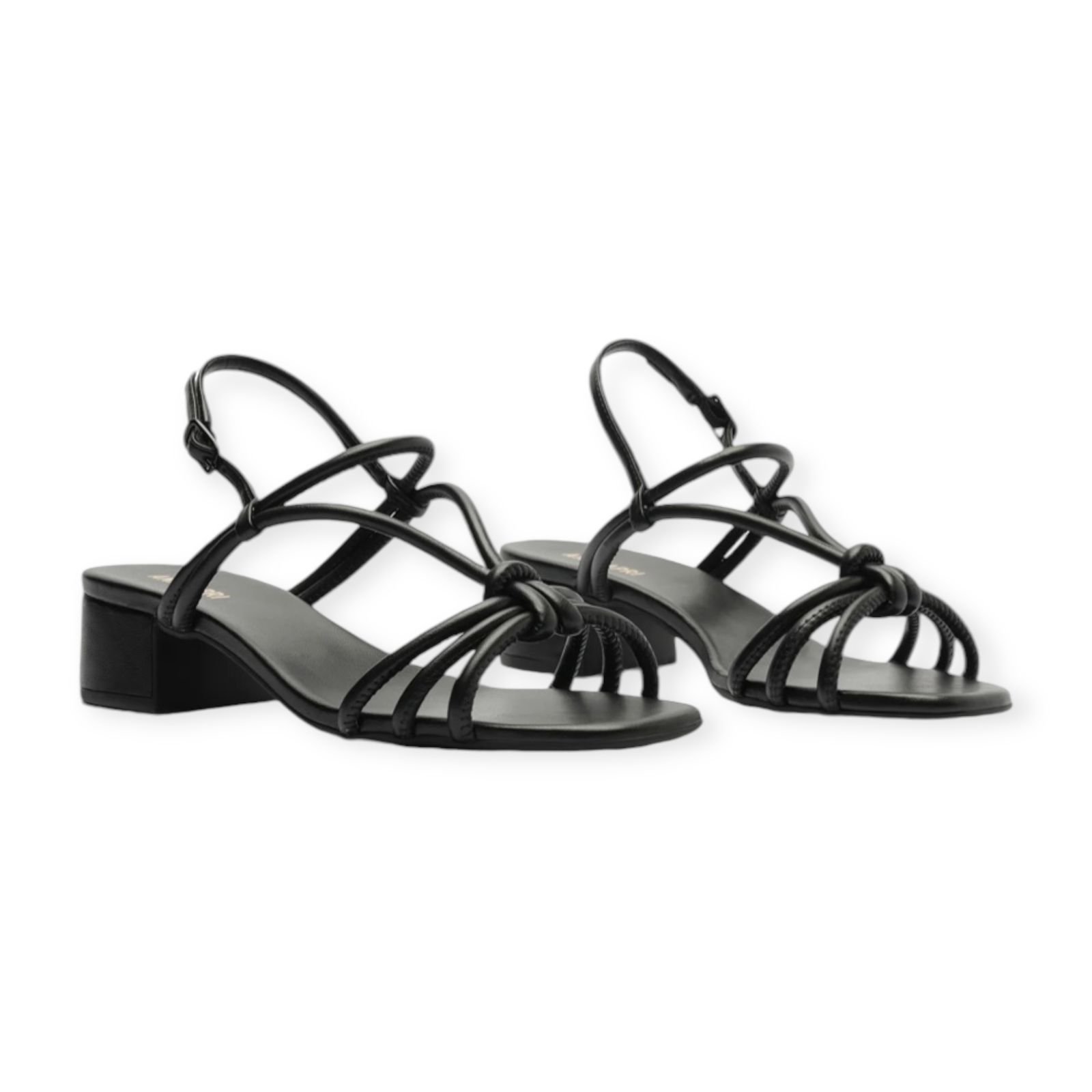 Sandalia Feminina Anacapri Tiras Nó Salto Medio Bloco Preto Preto 2