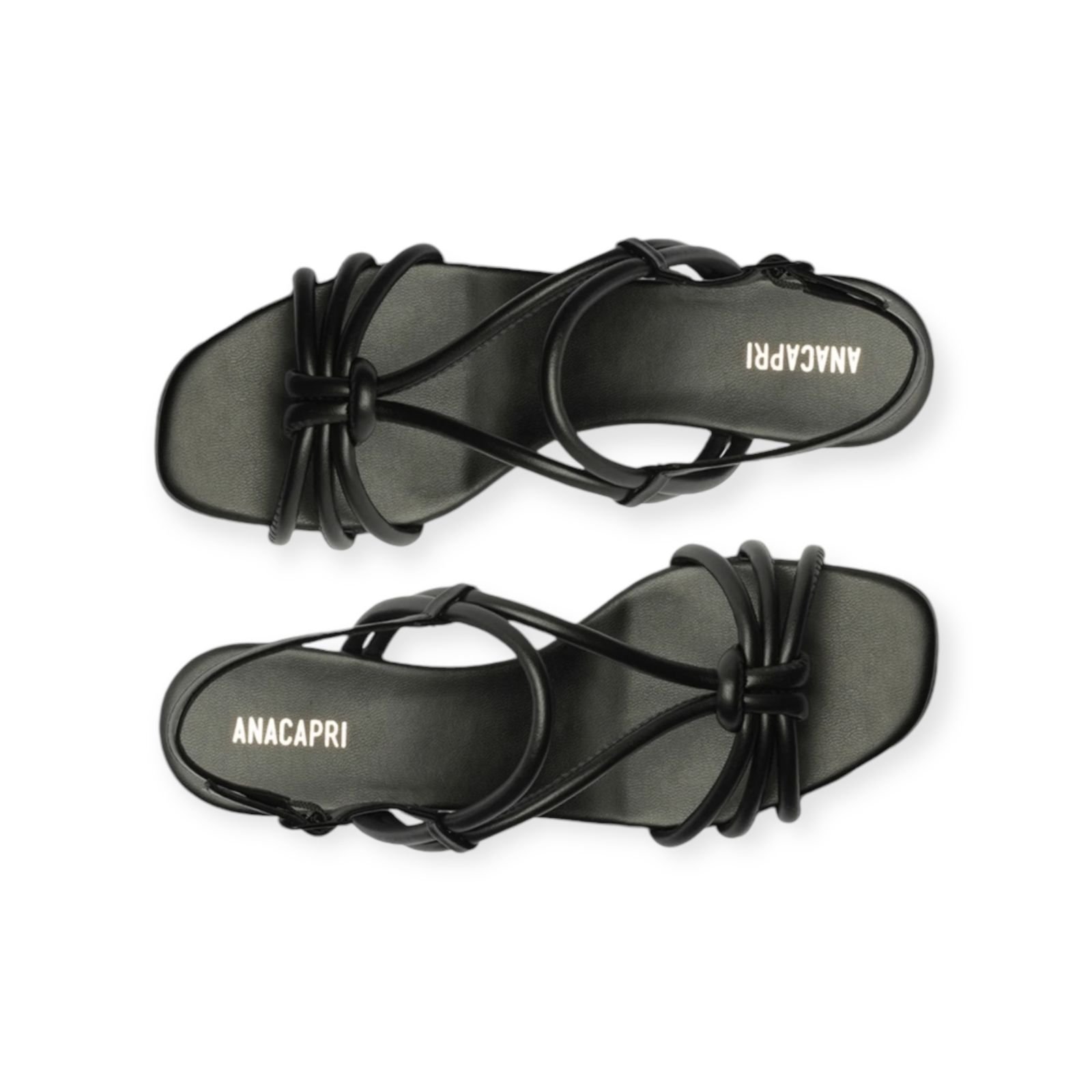Sandalia Feminina Anacapri Tiras Nó Salto Medio Bloco Preto Preto 4