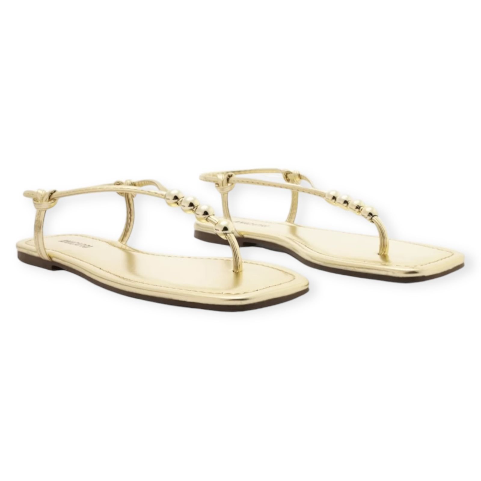 Sandalia Rasteira Feminina Anacapri Tiras Slim Bico Quadrado Dourado Dourado 2