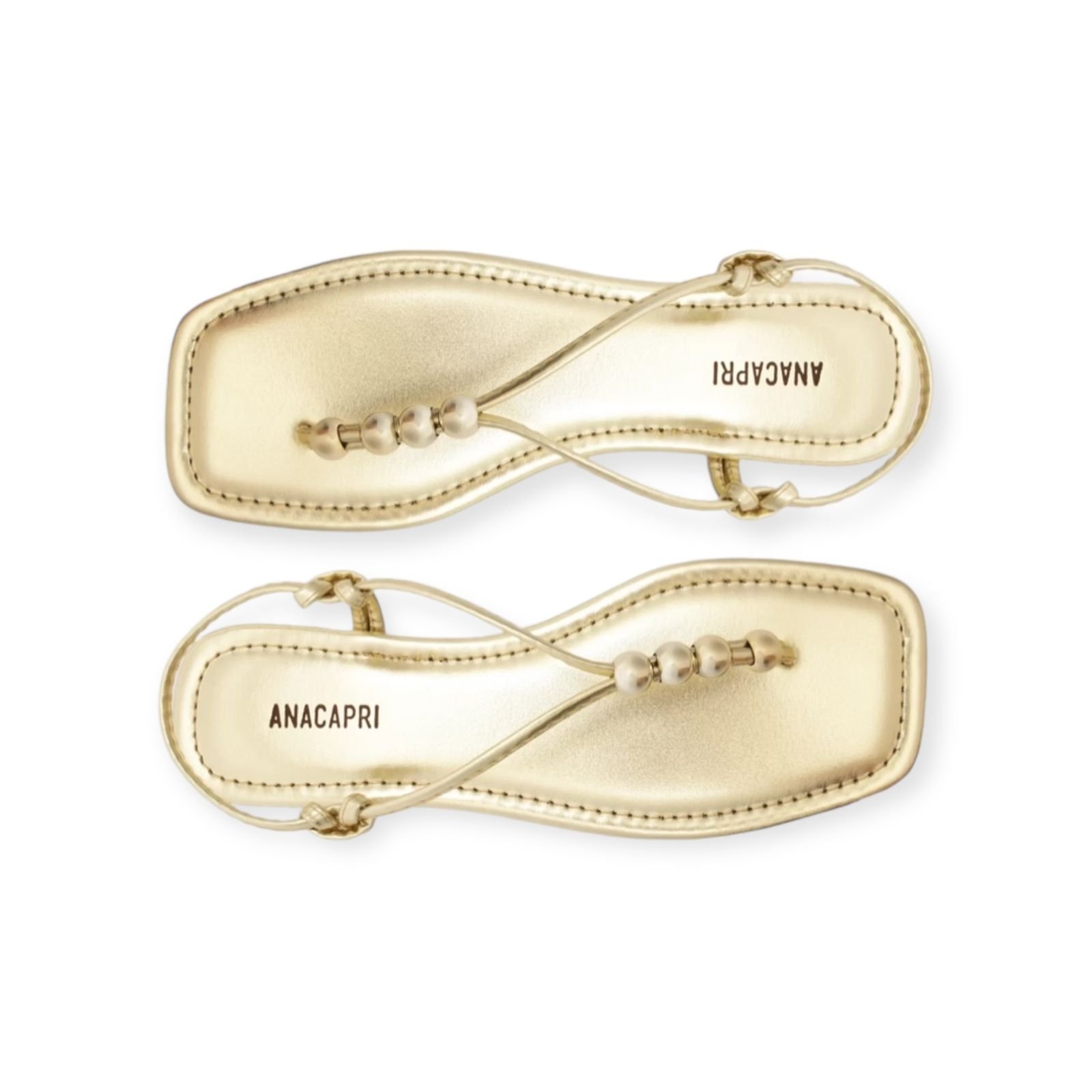 Sandalia Rasteira Feminina Anacapri Tiras Slim Bico Quadrado Dourado Dourado 4