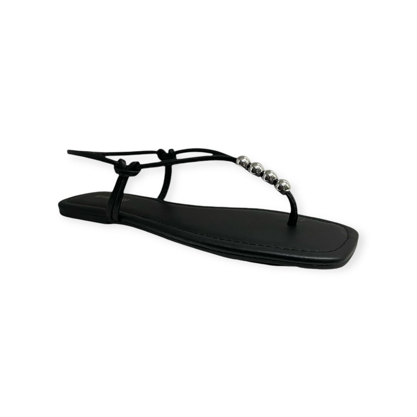 Sandalia Rasteira Feminina Anacapri Tiras Slim Bico Quadrado Preto Preto 2