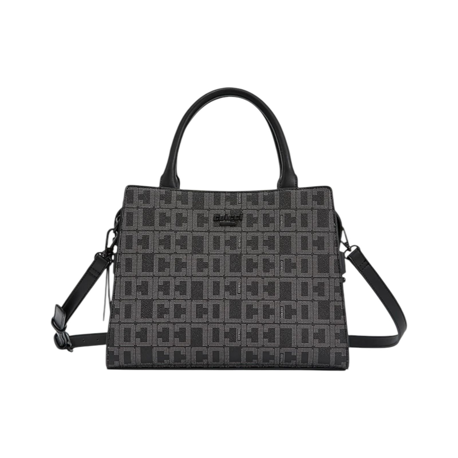 Bolsa Feminina Colcci Tote Monograma Alça Dupla Media Preto