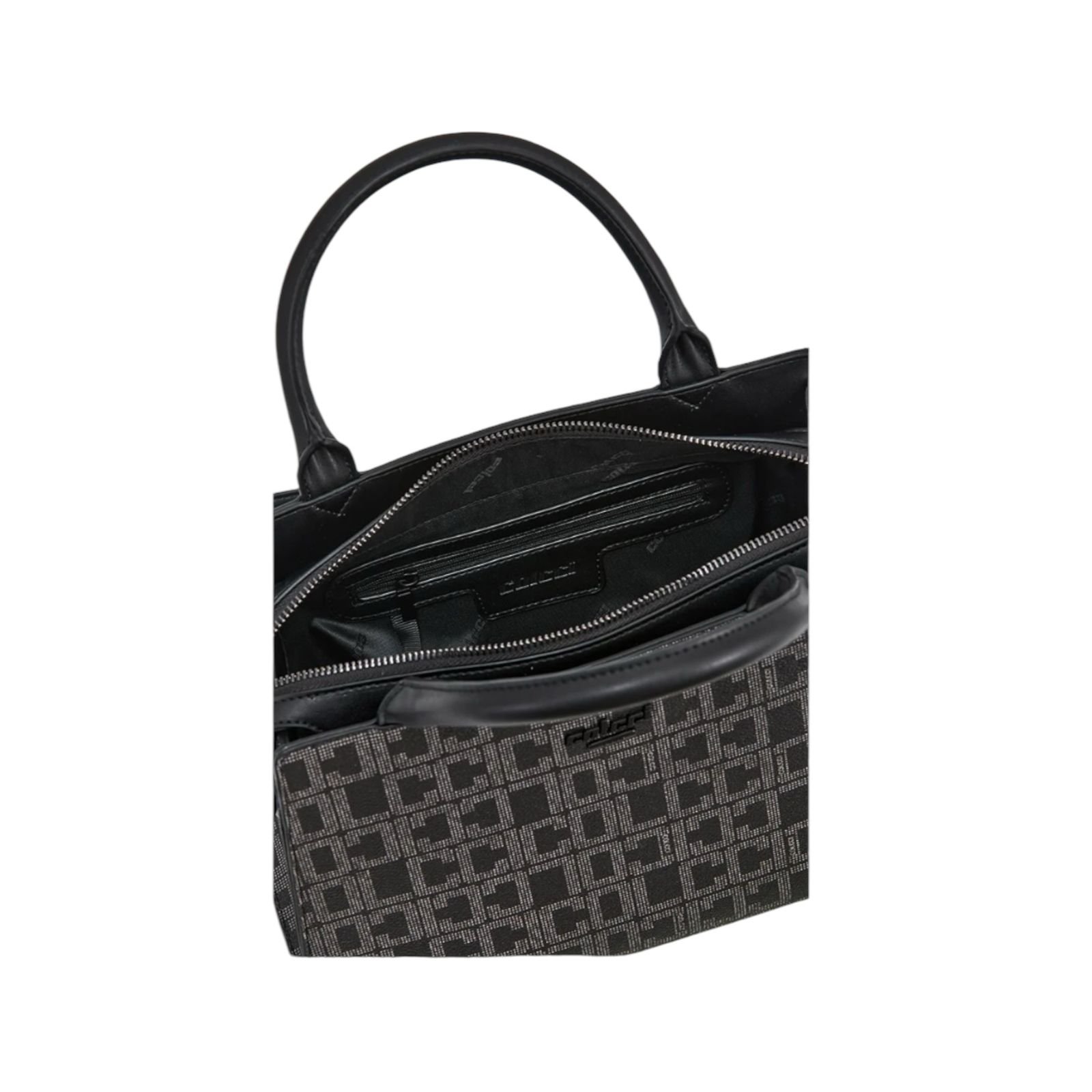 Bolsa Feminina Colcci Tote Monograma Alça Dupla Media Preto Preto 3