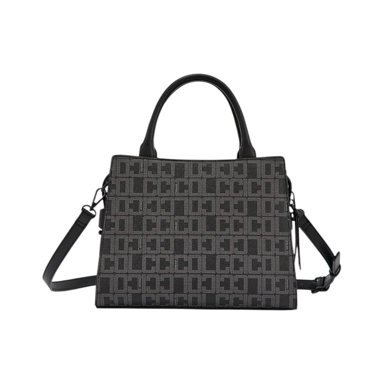 Bolsa Feminina Colcci Tote Monograma Alça Dupla Media Preto Preto 4
