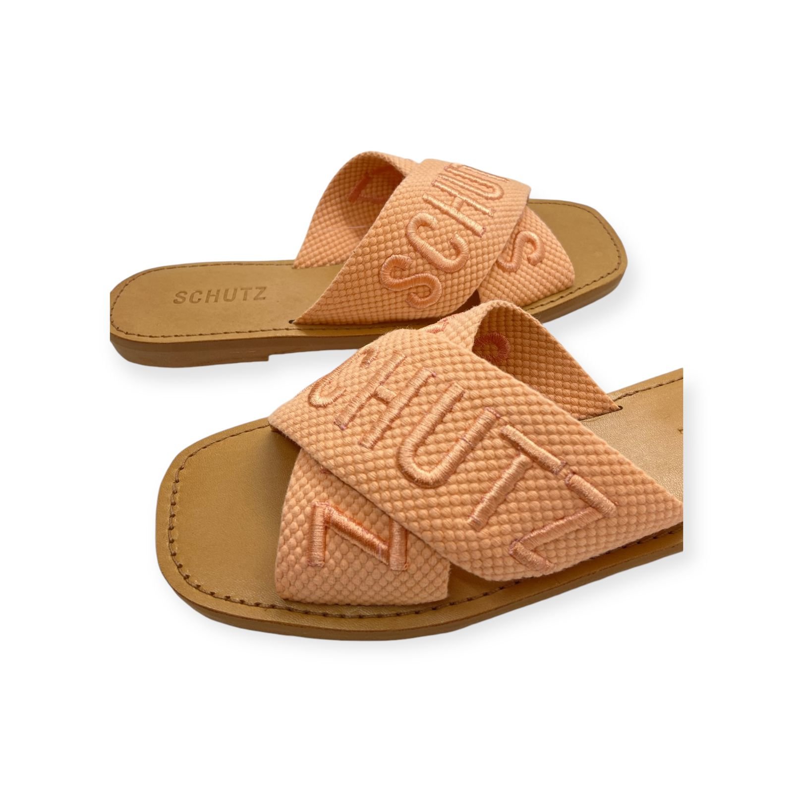 Sandalia Rasteira Feminina Schutz Tiras Cruzadas Laranja Laranja 3